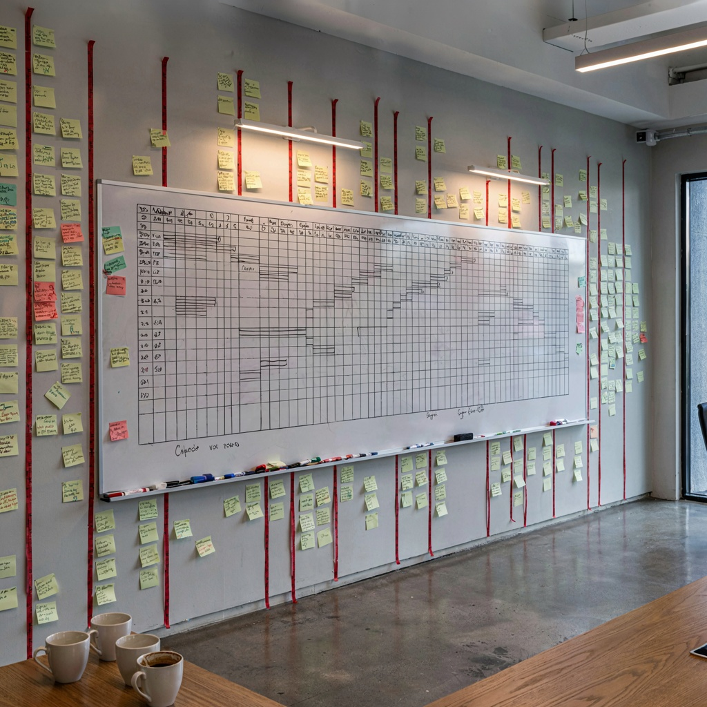 Project room template with gates and deliverables